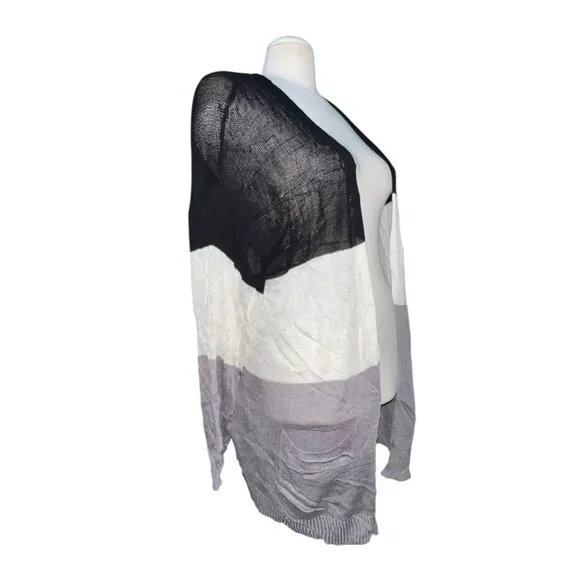 BloomChic Open Front Lightweight Color Block Cardigan Sz 12 (Large) Womens Pocke - Picture 10 of 11